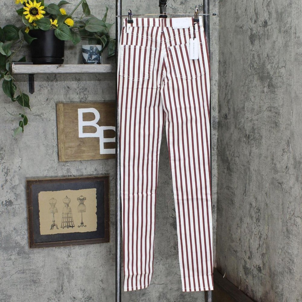 NWT WeWoreWhat Women's Stiletto Stripe High Waist Skinny Jeans 25 Ivory Rocker - Picture 3 of 7